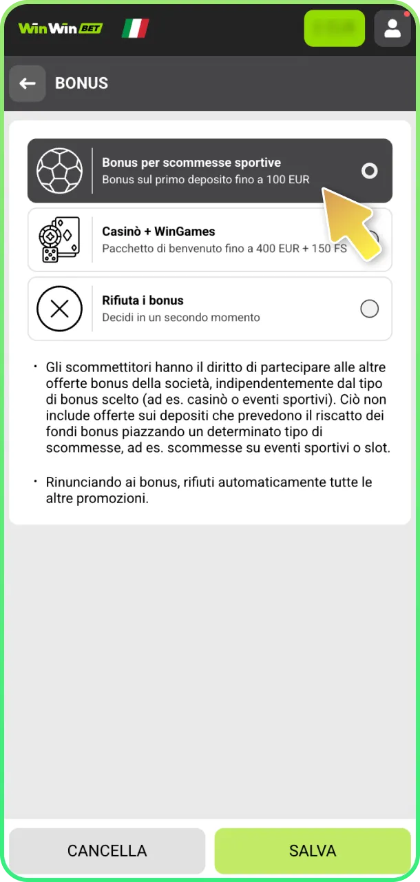 Apri promozioni e approfitta di offerte su WinWin.